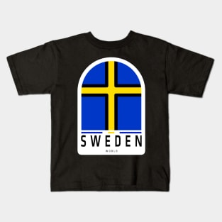 Sweden Flag Sticker, For Sweden Lovers Kids T-Shirt